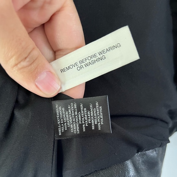 Ann Taylor Diamond Quilted Zipper Pocket Black Leather Jacket Size XS - Picture 9 of 10